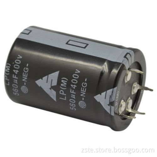 Snap-in E-cap with 400V Rated Voltage and 560uf Capacitance